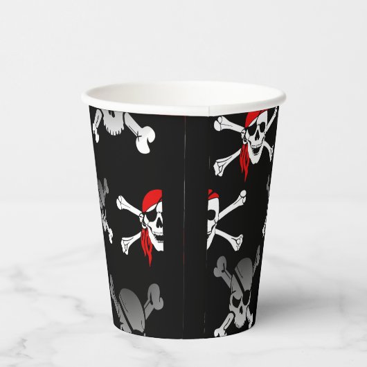Skull n botten Black Party Pirates Paper Cups Papieren Bekers (Rechts)