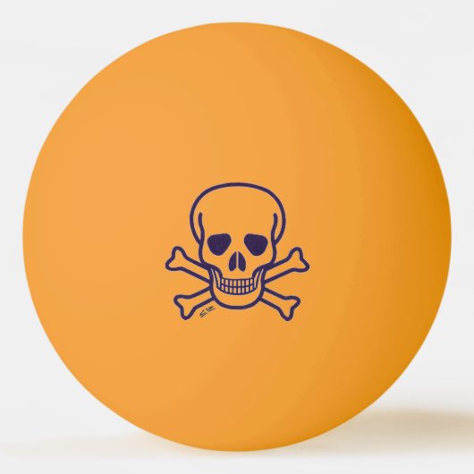 Skull n Botten gele gloed 1 ster pingpongbal (Voorkant)