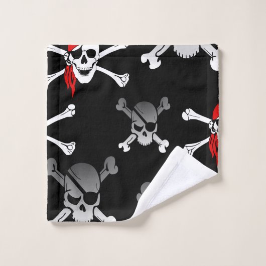 Skull n Botten Party Pirate Bath Towel Set Bad Handdoek (Wasdoekje)