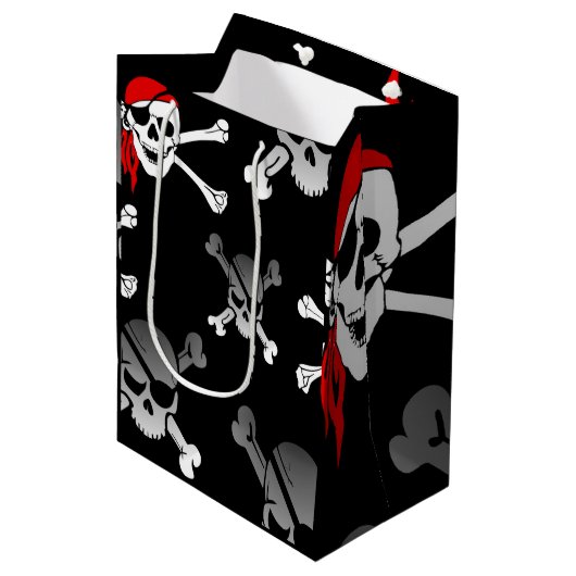 Skull n Botten Party Pirate Medium Gift Bag Cadeauzakje (Voorkant Gekanteld)