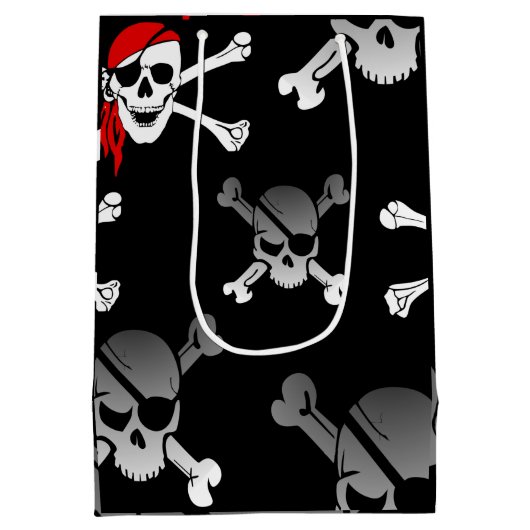 Skull n Botten Party Pirate Medium Gift Bag Medium Cadeauzakje (Achterkant)