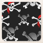 Skull n botten Party Pirate Square Paper Onderzett Kartonnen Onderzetters (Voorkant)