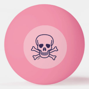 Skull n Botten Roze orang glo 1 ster pingpongbal