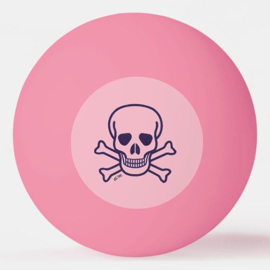 Skull n Botten Roze orang glo 1 ster pingpongbal (Voorkant)