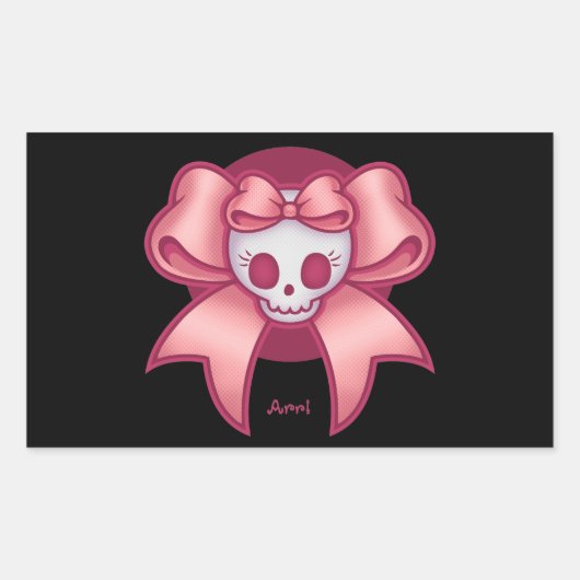Skull 'n Bows Rechthoekige Sticker (Voorkant)