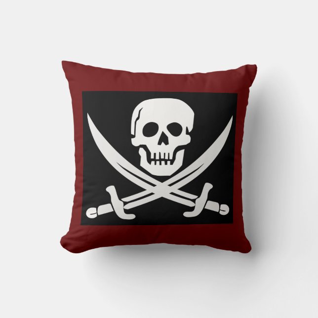 SKULL N CROSSBONES PIRATE PILLOW KUSSEN (Voorkant)