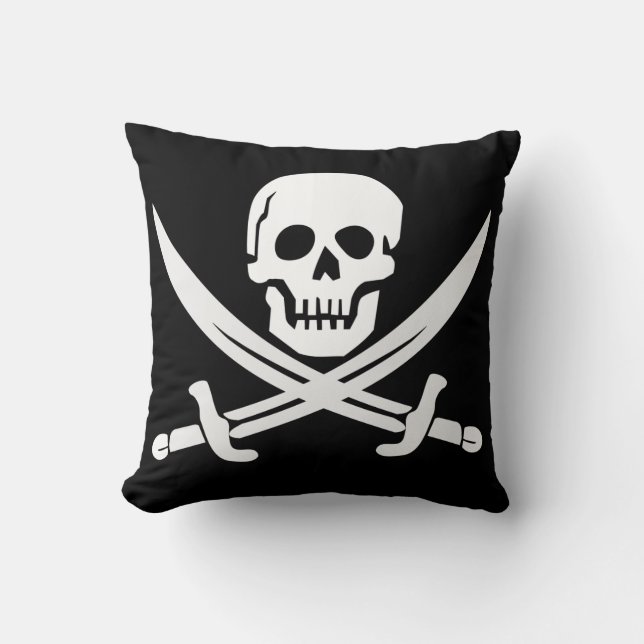 SKULL N CROSSBONES PIRATE PILLOW KUSSEN (Voorkant)