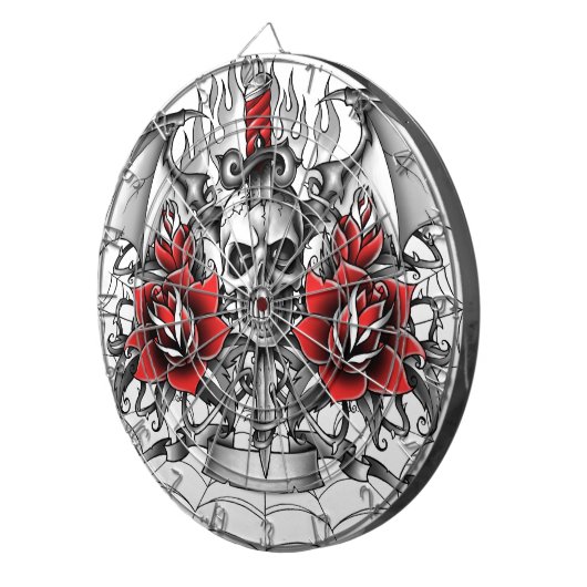 Skull n Dagger met Devil wings Dartbord (Voorkant Rechts)