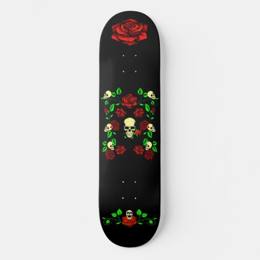 Skull N Rozen 3D Persoonlijk Skateboard (Voorkant)