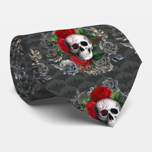 Skull Necktie Stropdas (Opgerold)
