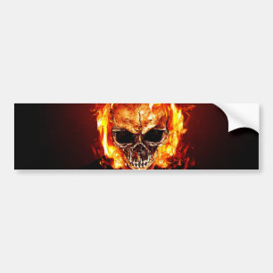 Skull on fire bumpersticker
