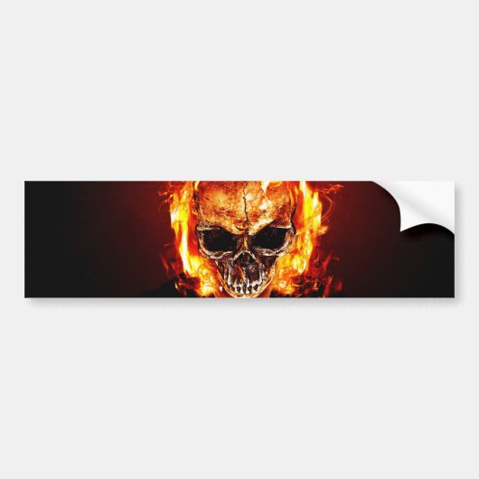 Skull on fire bumpersticker (Voorkant)
