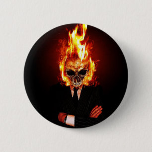 Skull on fire ronde button 5,7 cm