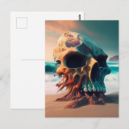 Skull on the beach briefkaart (Voorkant / Achterkant)