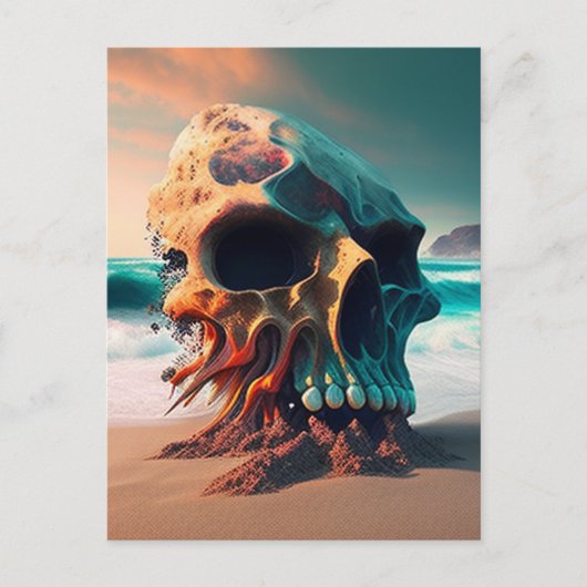 Skull on the beach briefkaart (Voorkant)