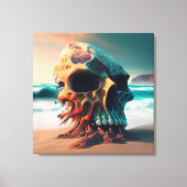 Skull on the beach canvas afdruk (Voorkant)