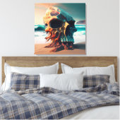 Skull on the beach canvas afdruk (Insitu (Slaapkamer))