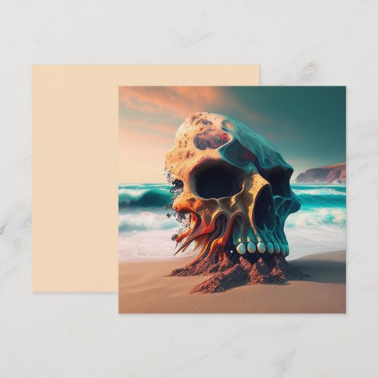 Skull on the Beach Feestdagenkaart (Voorkant / Achterkant)