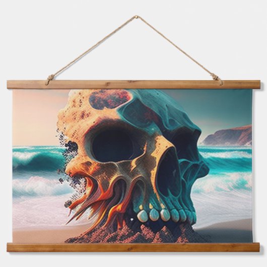 Skull on the beach hangend wandkleed (Voorkant)