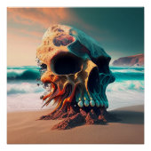 Skull on the beach perfect poster (Voorkant)