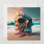 Skull on the beach save the date (Voorkant)