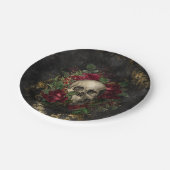Skull onder Rozen Gothic Grunge Papieren Bordje (Gekanteld)