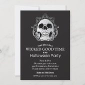 Skull op Black Halloween Party Invitations (Voorkant)