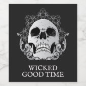Skull op Black Halloween Wijn Etiket (Enkel label)