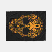 Skull Oranje Ribbon Leukemie Kankerbewustzijn Mexi Fleece Deken (Voorkant (Horizontaal))