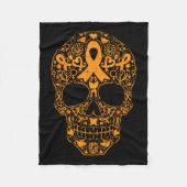 Skull Oranje Ribbon Leukemie Kankerbewustzijn Mexi Fleece Deken (Voorkant)