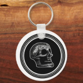 SKULL - Ovaal zwart-wit Sleutelhanger (Voorkant)