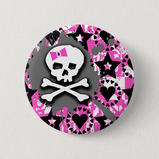 Skull Paint Splatter Ronde Button 5,7 Cm (Voorkant)