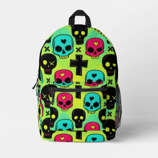 Skull Pattern Backpack Bedrukte Rugzak (Voorkant)
