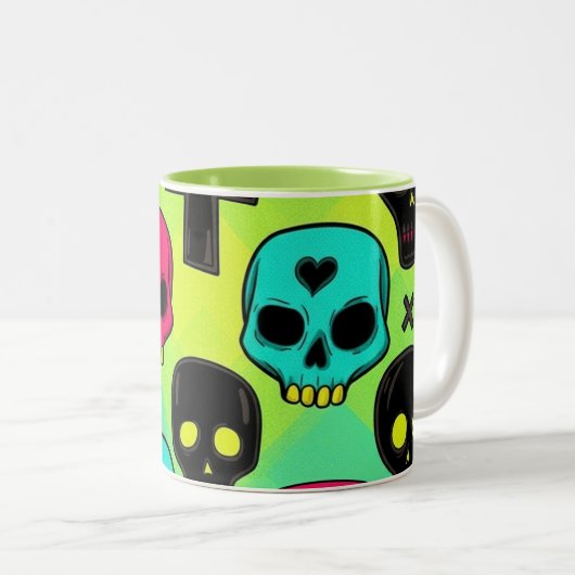 Skull Pattern Coffee Mug Tweekleurige Koffiemok (Voorkant rechts)
