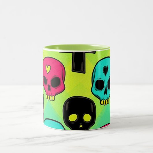 Skull Pattern Coffee Mug Tweekleurige Koffiemok (Center)