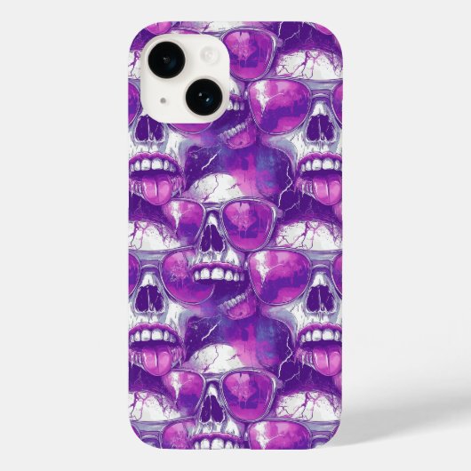 Skull Pattern Design met Paarse zonnebril Case-Mate iPhone Case (Achterkant)