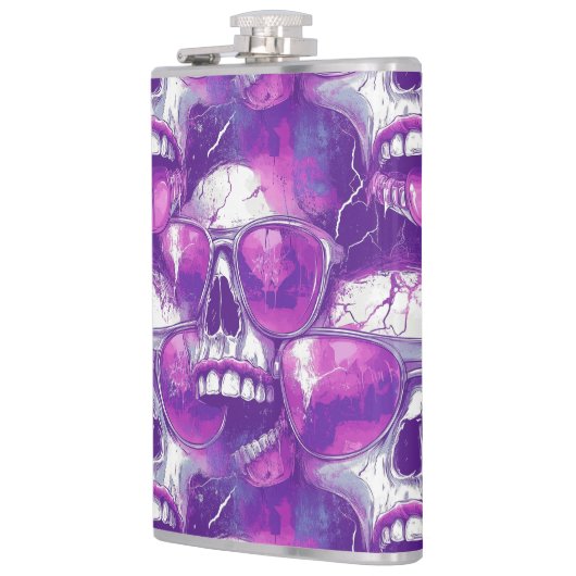 Skull Pattern Design met Paarse zonnebril Heupfles (Links)