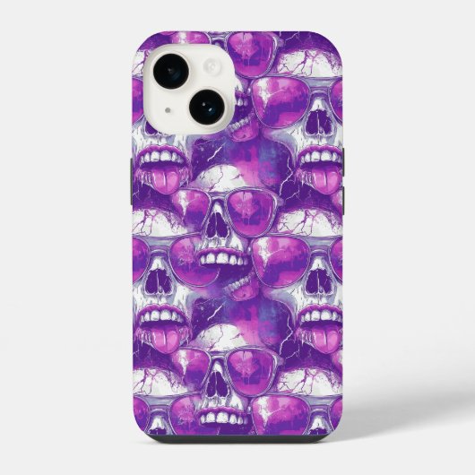 Skull Pattern Design met Paarse zonnebril iPhone Hoesje (Achterkant)