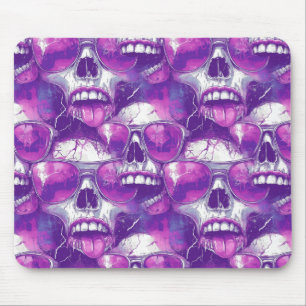 Skull Pattern Design met Paarse zonnebril Muismat