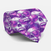 Skull Pattern Design met Paarse zonnebril Stropdas (Opgerold)