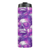 Skull Pattern Design met Paarse zonnebril Thermosbeker (Voorkant)