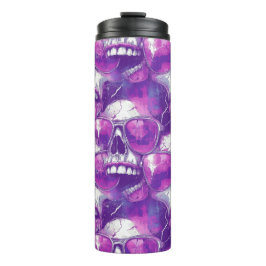 Skull Pattern Design met Paarse zonnebril Thermosbeker