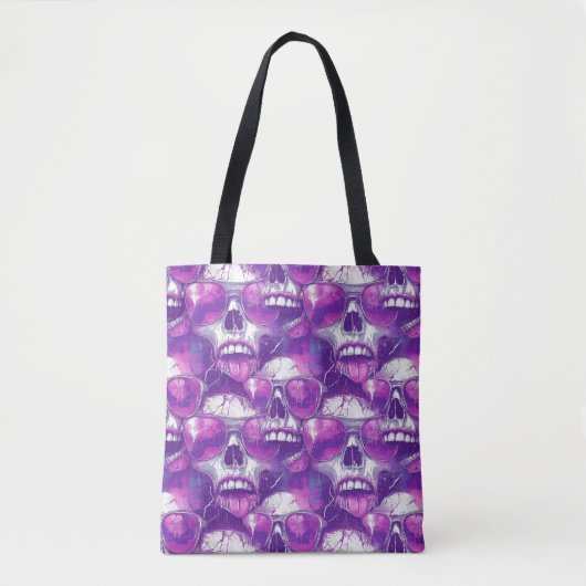 Skull Pattern Design met Paarse zonnebril Tote Bag (Voorkant)