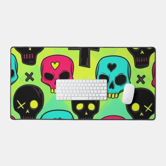 Skull Pattern Desk Mat (Keyboard & Muis)