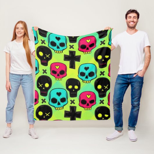 Skull Pattern Fleece Blanket (In situ)