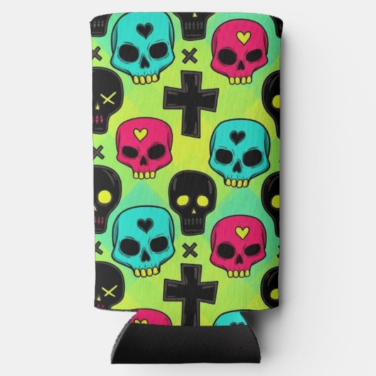 Skull Pattern Foam Can/Bottle Cooler (Achterkant)