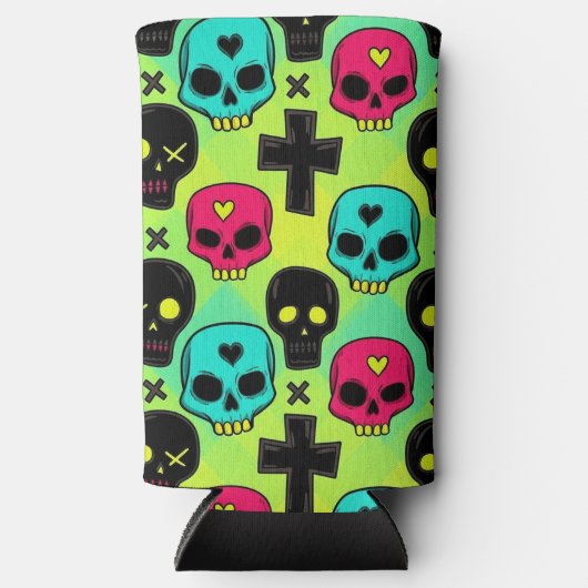 Skull Pattern Foam Can/Bottle Cooler (Voorkant)