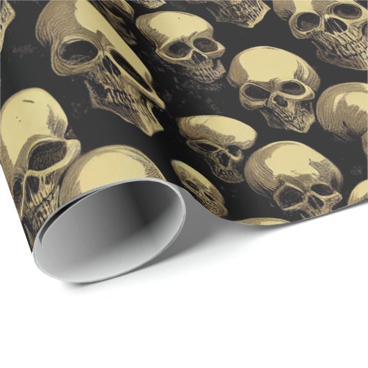 Skull Pattern Halloween Horror Creepy Scary Design Cadeaupapier (Rol Hoek)