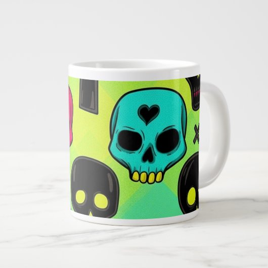 Skull Pattern Jumbo Specialty Mug Grote Koffiekop (Voorkant rechts)