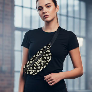 Skull Pattern Monogram Zwart Halloween Fanny Pack Heuptasje